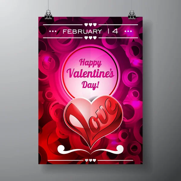 Vector Valentines Dag illustratie met typografie ontwerp op violette achtergrond. — Stockvector