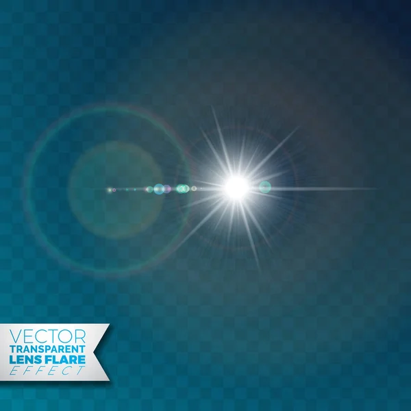 Realistic vector lens flare light effect on transparent background.