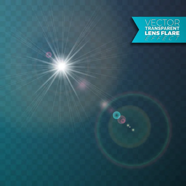 Realistische vector lens flitslicht effect op transparante achtergrond. — Stockvector