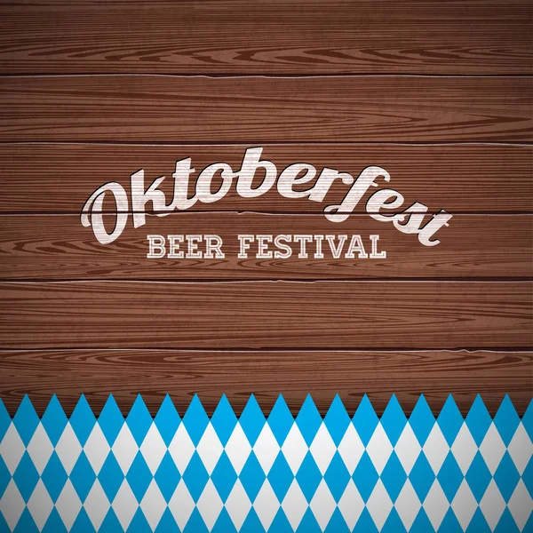 Oktoberfest ilustração vetorial com carta pintada sobre fundo textura de madeira. Banner de celebração para o tradicional festival de cerveja alemão . —  Vetores de Stock