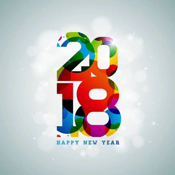 Вектор Happy New Year 2018 на шикарном красочном фоне с типографским дизайном. EPS 10. — стоковый вектор