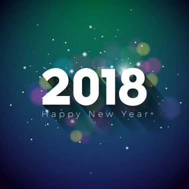 Yeni Yılınız kutlu olsun 2018 Parlak Işıklandırma Mavi Arkaplanı Typography ile.