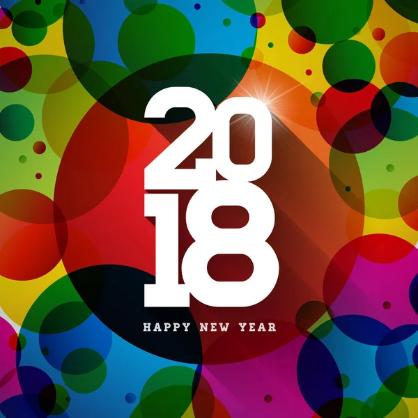 Ano novo feliz do vetor 2018 ilustração no fundo colorido brilhante com projeto da tipografia. EPS 10 . —  Vetores de Stock