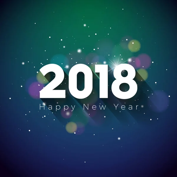 Vector Happy New Year 2018 Illustration on Shiny Lighting Blue Background with Typography. — Stock Vector