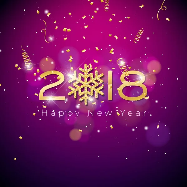 Vector Happy New Year 2018 Illustration on Shiny Colorful Background with Typography Design. EPS 10. — Stock Vector