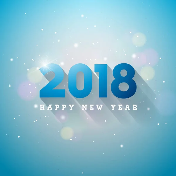 Вектор С Новым Годом 2018 Иллюстрация на сияющем синем фоне с типографикой. — стоковый вектор