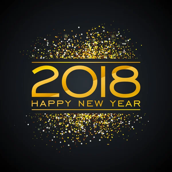 2018 Happy New Year Background Illustration with Gold Glitter Typograph Number. Vector Holiday Design for Premium Greeting Card, Party Invitation or Promo Banner. — Stock Vector