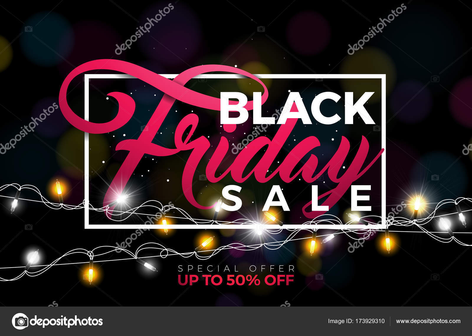 Black Friday verkoop vectorillustratie met verlichting van Garland ... Black Friday verkoop vectorillustratie met verlichting van Garland ...