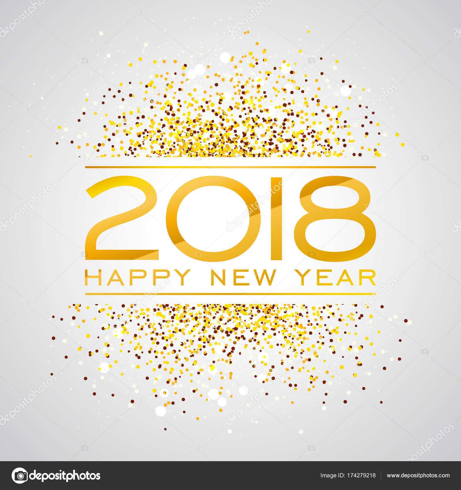2018 felice anno nuovo sfondo illustrazione con glitter oro ... Numero di premium