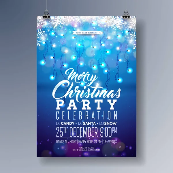 dark merry christmas party flyer design with creative tree desig vector merry christmas party flyer design with holiday typography elements snowflake and light garland on