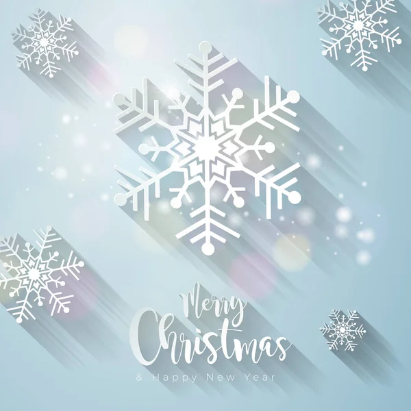 Vector Merry Christmas Illustration mit Goldglaskugel, ausgeschnittenem Papierstern und Typografie-Elementen auf rotem Hintergrund. Urlaubsdesign für Premium-Grußkarte, Party-Einladung oder Werbebanner. — Stockvektor