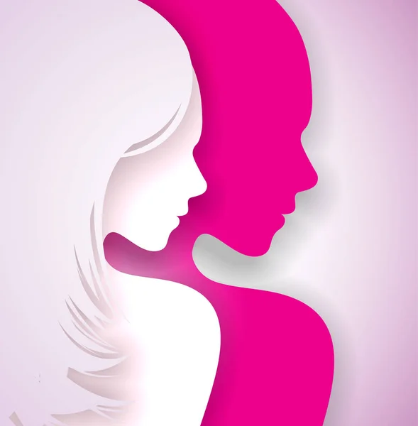 Glückliche Grußkarten zum Frauentag mit sexy Silhouette einer jungen Frau. internationale weibliche Feiertagsillustration mit Buchstaben-Typografie-Design auf rosa Hintergrund. Vektor internationaler 8. März — Stockvektor