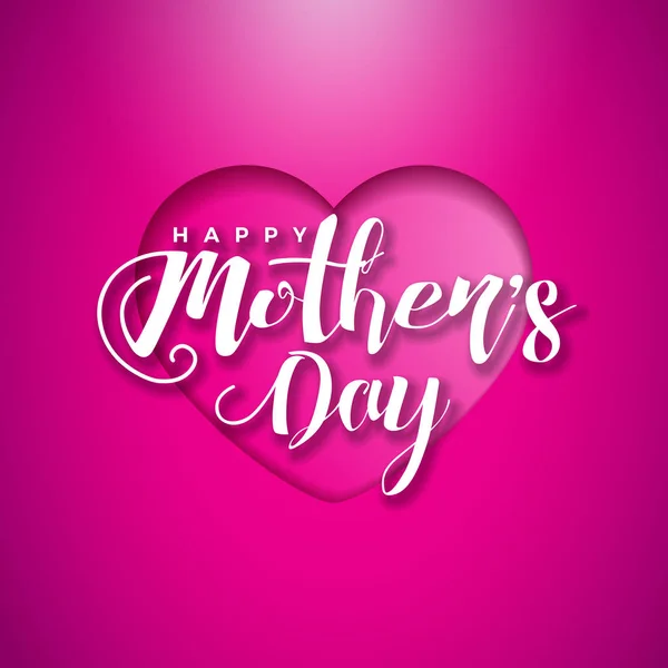 Happy Mothers Day Biglietto di auguri con focolare su sfondo rosa. Festeggiamenti vettoriali Modello illustrativo con disegno tipografico per banner, volantino, invito, brochure, poster. — Vettoriale Stock