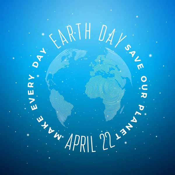 Earth Day illustration with abstract stripe texture planet and lettering. World map background on april 22 environment concept. Vector design for banner, poster or greeting card. — Stock Vector