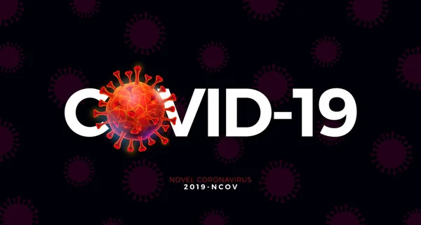 Covid-19. Coronavirus Outbreak Design mit Virenzelle auf abstraktem, dunklem Hintergrund. Vector 2019-ncov Corona Virus Illustration zum Thema gefährliche SARS Epidemie für Banner. — Stockvektor