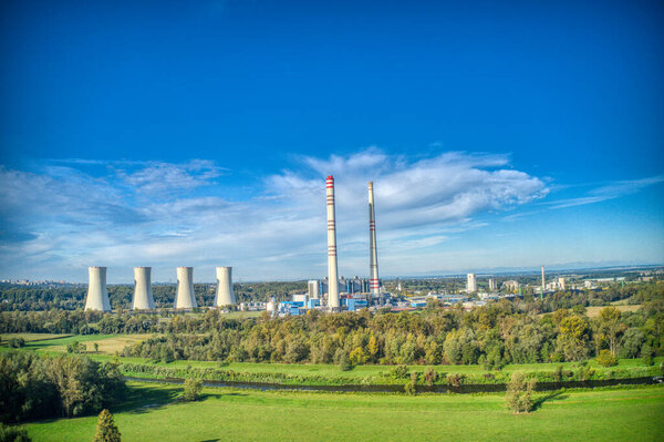 Aerial shot of coal power plant Detmarovice, Czech Detmarovice