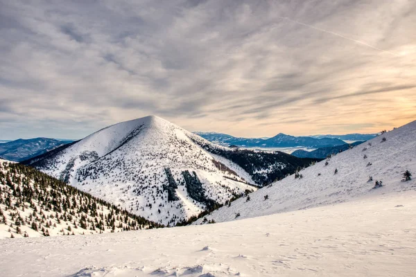 Winterlandschap met Stoh piek in nationaal park Mala Fatra, Slowakije — Stockfoto