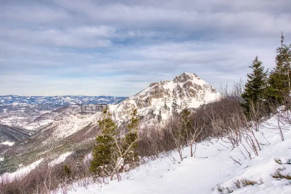 Живописный вид на гору Вельки-Розсутек и на горы в горах Фатры. Словакия — стоковое фото