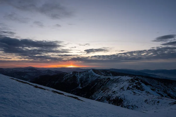 Blue Hour Sunrise Snowy Mountains Slovakia Low Tatras Dumbier — Stock Photo, Image