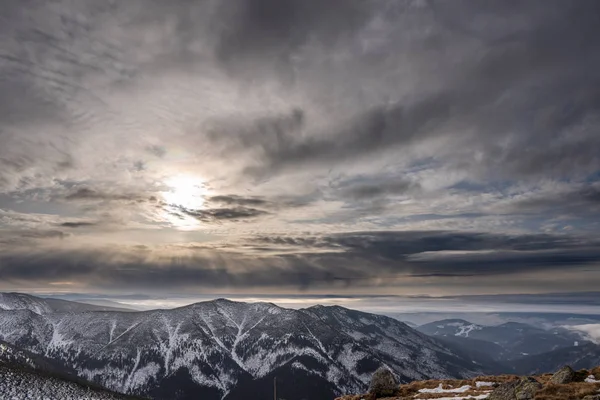 Belle Nuvole Nel Paesaggio Invernale Montagne Della Slovacchia Slovacchia Bassi — Foto Stock