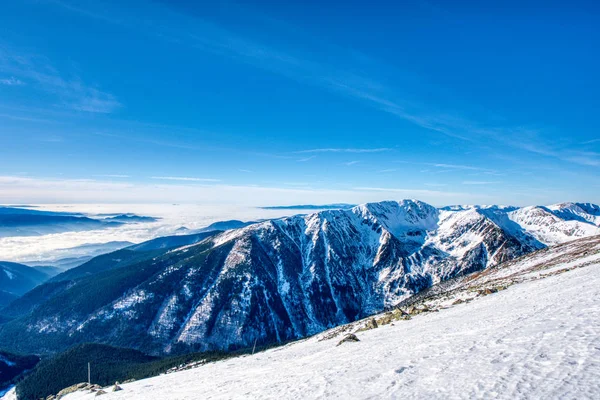 Vinterfjällslandskap Med Dimma Dalen Tatrabergen — Stockfoto