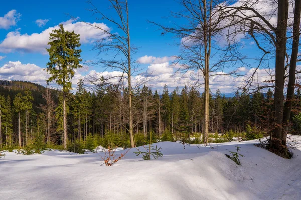 Schöne Frühlingsberge Mit Ein Wenig Schnee Bei Schönem Himmel Und — Stockfoto