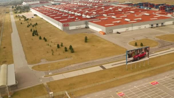 Aerial View Big Factory Europe Produce New Cars Slovakia Kia — 비디오