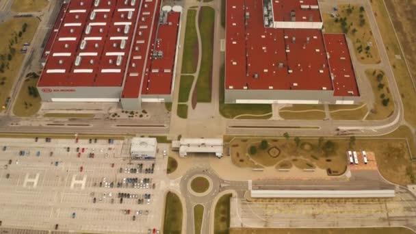 Aerial View Big Factory Europe Produce New Cars Slovakia Kia — 비디오