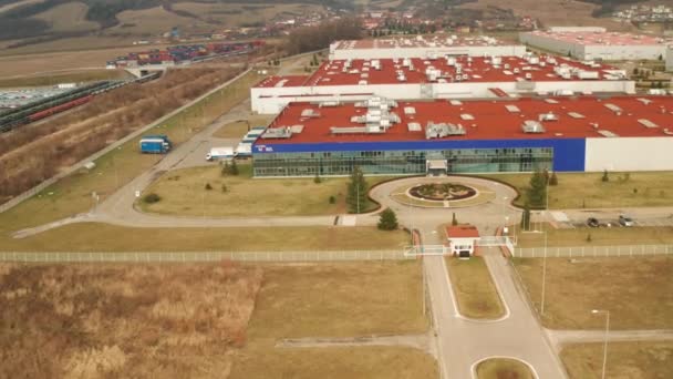 Aerial View Big Factory Europe Produce New Cars Slovakia Kia — 비디오