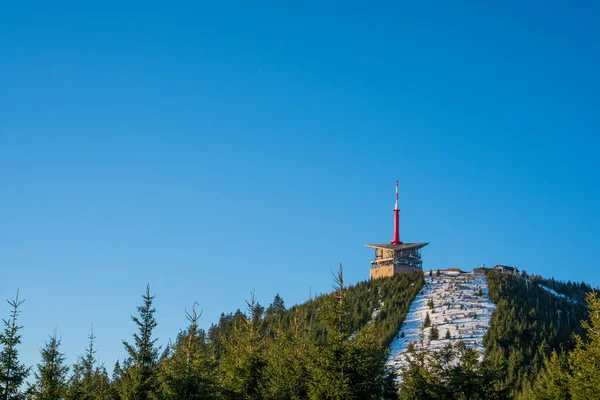 Vysílač Hoře Lyse Časně Ráno Beskydech České Beskydy Lysá Hora — Stock fotografie