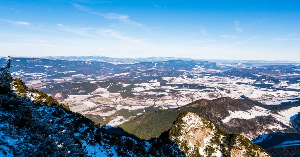 Widok Grzbiet Męski Fatra Górach Zimowych Słowacja Velky Choc 2020 — Zdjęcie stockowe