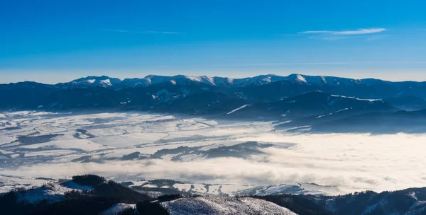 Západní Tatry Zasněžené Mlhou Údolí Zimě Slovensko Velky Choc 2020 — Stock fotografie