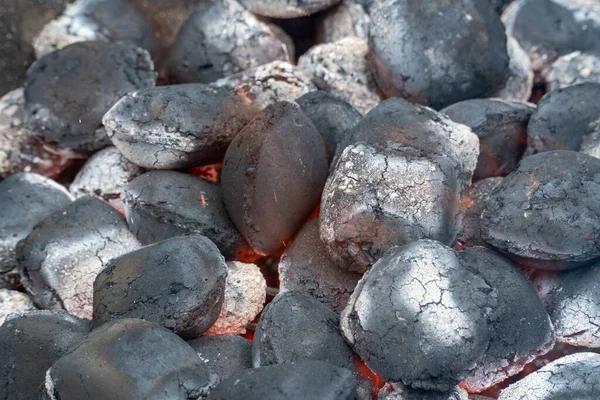 Charcoal Briketten Klaar Voor Barbecue Grill Mooi Vuur Grillontsteking — Stockfoto