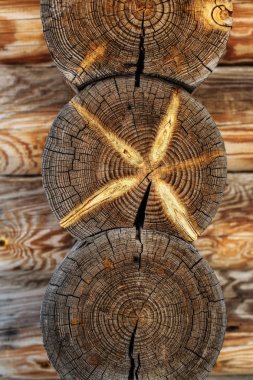 Çam silindire tomruklardan bir duvar dokusu.