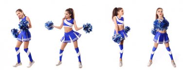 Mavi ve beyaz elbiseli genç amigo