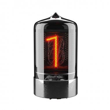 Nixie Tüp göstergesi üzerinde beyaz izole. Retro sayısı bir. 3D render.