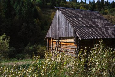 İskoçya 'dan terk edilmiş eski ahşap ev.