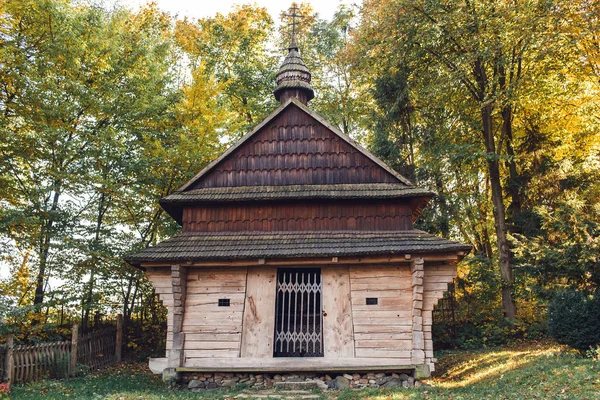 Stary Dom Drewna Jesiennym Lesie — Zdjęcie stockowe