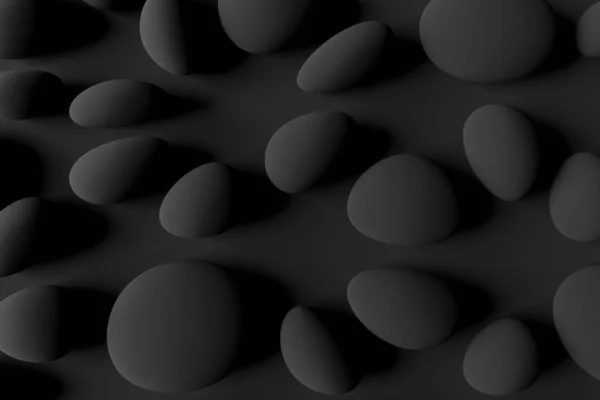 Grava Negra Sobre Fondo Negro Minimalista Renderizado Negro — Foto de Stock