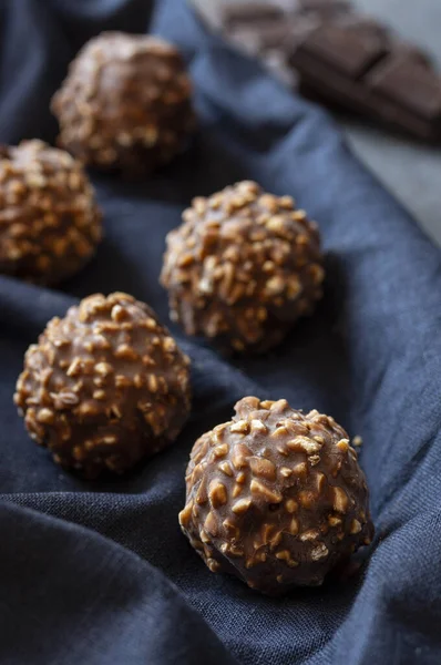 Homemade Dark Chocolate Nuts Balls — Stock Photo, Image