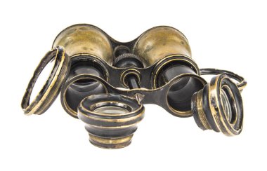 Beyaz bir arka plan üzerinde yalıtılmış bağbozumu dürbün