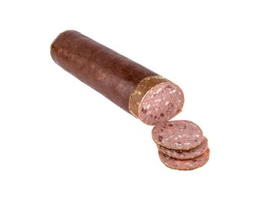 Beyaz arka planda füme sosis