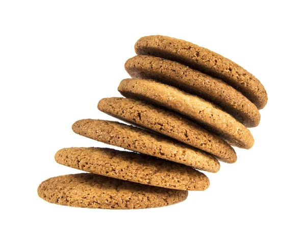 Beyaz arka planda yulaf ezmeli kurabiyeler — Stok fotoğraf