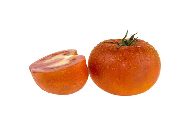 Meio tomate sobre um fundo branco — Fotografia de Stock