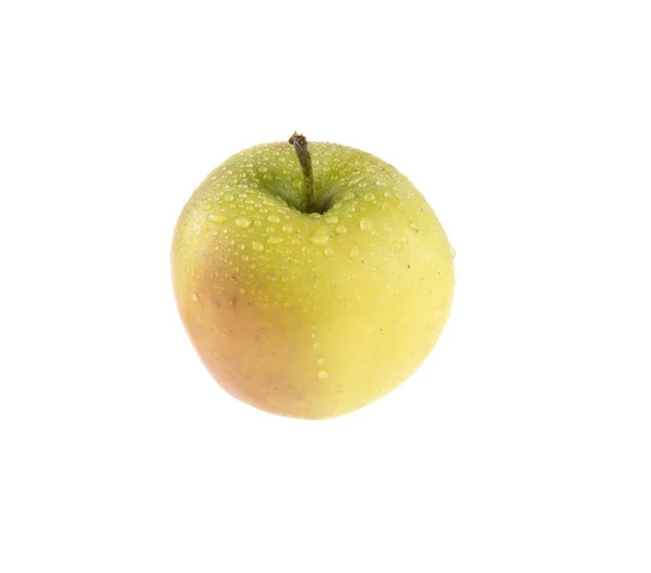 Gele natte apple op een witte achtergrond — Stockfoto