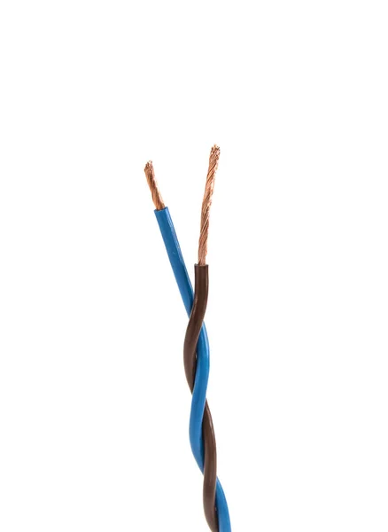 Синій і коричневий два дроти на білому тлі — стокове фото
