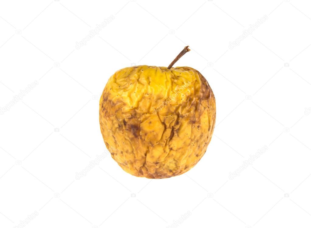 rotten apple on isolated white background