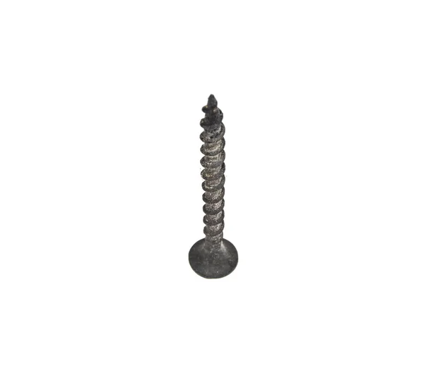 Old wood screw on isolated white background — Stock Photo, Image