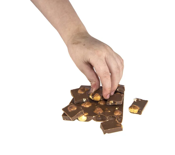 Dziecko i czekolady na na białym tle — Zdjęcie stockowe