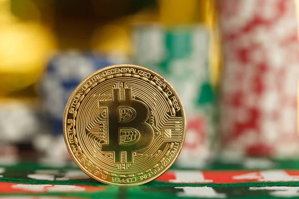 Casino van schepen met bitcoin Stockafbeelding